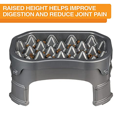 Neater Pet Brands – Neater Raised Slow Feeder Dog Bowl – Elevated and Adjustable Food Height - (6 Cup, Gunmetal)