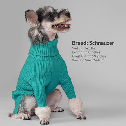 cyeollo Warm Fleece Dog Sweater, Tureleneck Sweatershirt for Small Boy & Girl Dogs Pullover Doggy Clothes in Cold Weather Stretchy Fall Winter Pet Outfit Puppy Coat, Aqua Green M - color: Aqua Green, size: Medium