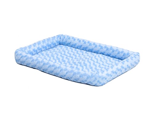 MidWest Homes for Pets QuietTime Fashion XS Dog Bed - Blue Faux Fur Bolster, Ultra-Soft and Machine Washable, Fits 22-Inch Crates and Carriers, for Small Dogs and Cats - color: Blue, size: 22 Inch