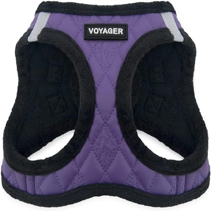 Best Pet Supplies - All Weather Plush, Reflective, No Pull Harness for Small, Medium Dogs, Cats - Secure with Hook & Loop Fastener, Buckle, Double D-Rings - Purple Faux Leather, XS - color: Purple Faux Leather, size: XS