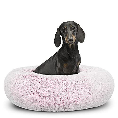 The Dog’s Bed Calming Donut Dog Bed, Plush Faux Fur Round Cuddler Nest – CertiPUR-Certified Foam, Removable Washable Zip Cover – Small (23"), Pink - color: Rose Pink Fur - Zip Cover, size: Small (23")