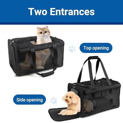 Pet Carrier for Large Cats, Soft Cat Carrier for Medium Big Cats and Puppies up to 20lbs, Washable Dog Carrier 18" L x 11.8" W x 11.8” H for Traveling Home and Outdoor