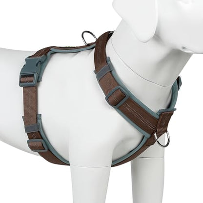 Plutus Pet No Pull Dog Harness, Adjustable Nylon Harness with Soft Padding, Reflective and Heavy Duty Dog Harness for Small, Medium, Large Dogs(Chocolate, S) - color: Chocolate, size: S