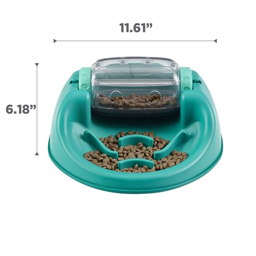 Outward Hound by Nina Ottosson Spin N' Eat Dog Puzzle and Slow Feeder, Level 2 Intermediate Enrichment Toy, Green