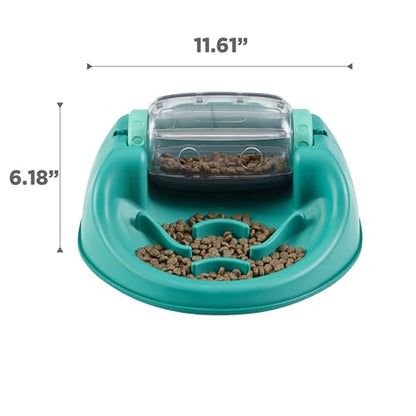 Outward Hound by Nina Ottosson Spin N' Eat Dog Puzzle and Slow Feeder, Level 2 Intermediate Enrichment Toy, Green