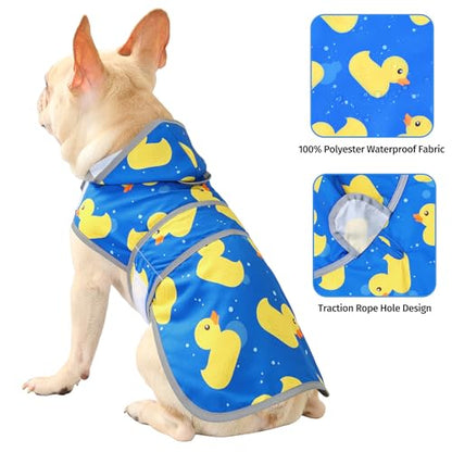 Dog Raincoat for Medium Dogs Waterproof Jacket Hooded Rain Coats with Reflective Strips Leash Hole & Poncho Adjustable Fit (ShinyDuck,M) - color: A. Ducks, size: Medium