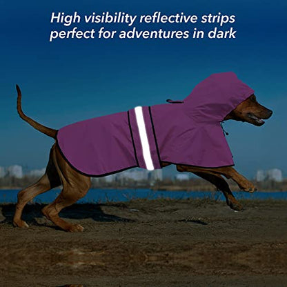Waterproof Dog Raincoat - Adjustable Pet Rain Coats, Lightweight Hooded Slicker Poncho Rain Jacket for Small to X- Large Dogs and Puppies (Pink, X-Large) - color: Pink, size: X-Large