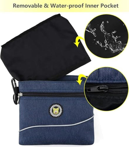 Viklluyr Dog Treat Pouch Bag with Magnetic Closure, Dog Food Carrier with Removable Inner Pocket, Perfect Dog Training Bag for Agility Training - Including Carabiner - color: Blue, size: M
