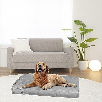 Dog Bed Covers Replacement Washable, Waterproof Removable Canvas Pet Bed Cover for Dog/Cat with Zipper, 34x22x3.5 Inches (Gray) - size: 34.0"L x 22.0"W x 3.5"Th