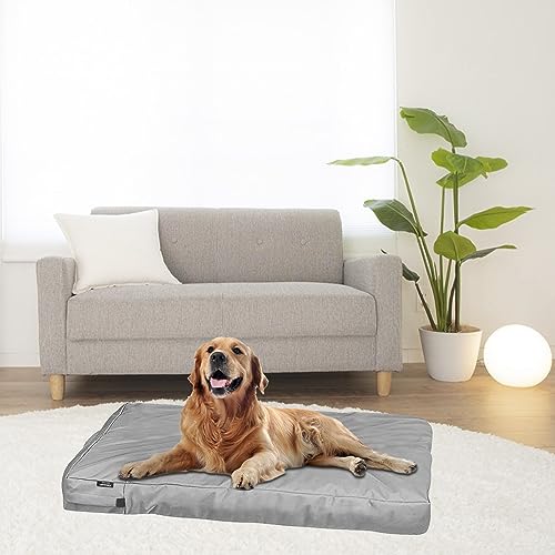 Waterproof Dog Bed Cover, Large Dog Beds with Washable Indoor/Outdoor Cover with Zipper, Replacement Removable 46x29x4 Inches (Gray) - size: 46.0"L x 29.0"W x 4.0"Th