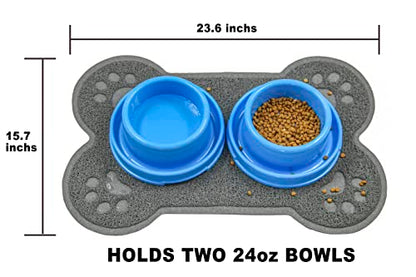 Petlike Pet Feeding Mat for Large Dogs and Cats, Non-Slip and Waterproof Large Dog Bowl Mat for Food and Water, Easy to Clean(Exclude Bowl…