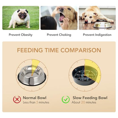 Havniva 0.9 Cup Elevated Slow Feeder Dog Bowls, 6.1” Dog Slow Feeding Bowls + 6.1” Ceramic Dog Water Bowls Set with Acacia Wood Stand, Dog Food Bowls Puzzle Feeder for Small Dogs Non-Slip Anti-choking - color: 2 x Starry Sky + Stand - C, size: S- 6.1inch