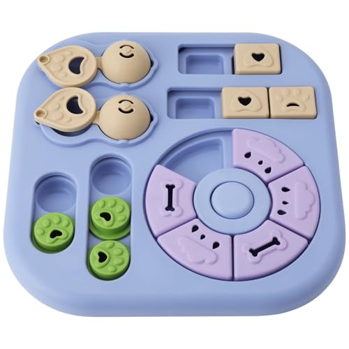 Dog Puzzle Toy, Interactive Slow Feeder for Mental Stimulation, 4-in-1 Treat Dispensing Pet Enrichment Feeder, Non-Slip Food Puzzle