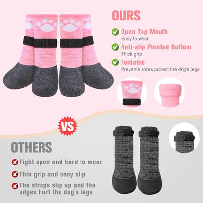 BEAUTYZOO Anti Slip Dog Socks Boots, Dog Shoes for Hot/Cold Pavement Snow Rain Days,Waterproof Grip Dog Booties Paw Protector for Hardwood Floor, Prevent Licking for Small Medium Large Senior Old Dogs - size: XX-Large