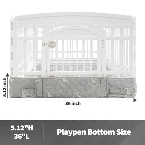 PJYuCien Playpen Bottom Pad for 36'' Width 4 Panel Pen, Gray | Protect Floor, Easy to Move and Clean – Perfect for Puppy, Duck, and Other Small Animals，Adhesive Tape Connect - style: Grey Bottom, 36"Width, Grey ( Adhesive Tape Connections )