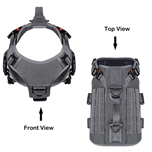ICEFANG GN3 Tactical Dog Harness with 6X Buckle,Dog Molle Vest with Handle,3/4 Body Coverage,Hook and Loop Panel for ID Patch,No Pulling Front Clip (M (25"-31" Girth), Wolf Gray) - color: Wolf Gray, size: Medium (Pack of 1)