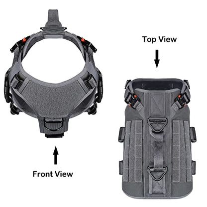 ICEFANG GN3 Tactical Dog Harness with 6X Buckle,Dog Molle Vest with Handle,3/4 Body Coverage,Hook and Loop Panel for ID Patch,No Pulling Front Clip (M (25"-31" Girth), Wolf Gray) - color: Wolf Gray, size: Medium (Pack of 1)