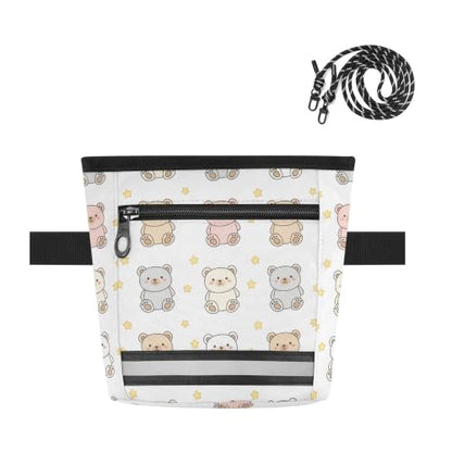 Bear Water-Resistant Dog Treat Pouch, 3 Ways to Wear Treat Bag with Magnetic Closure & Reflective Strip, Hands-Free for Pet Training, Walking
