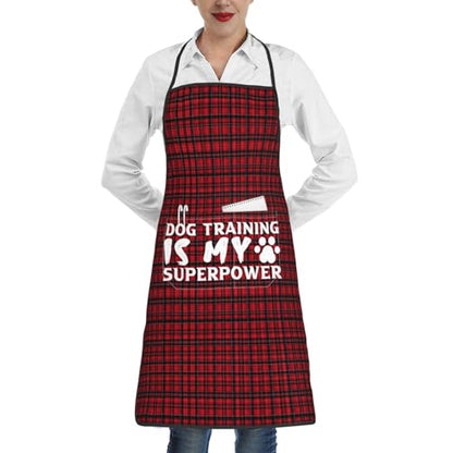 Dog Training is My Superpower Apron for cooking with Pockets Women Men Kitchen Chef Funny Aprons
