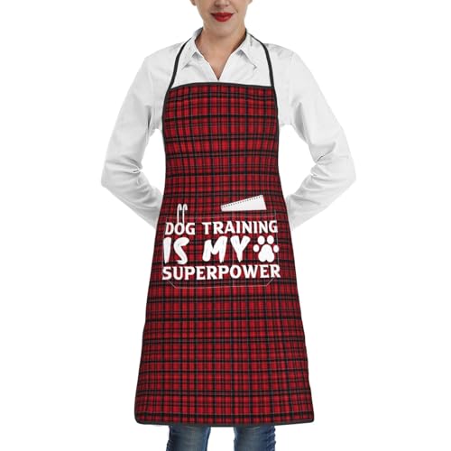 Dog Training is My Superpower Apron for cooking with Pockets Women Men Kitchen Chef Funny Aprons
