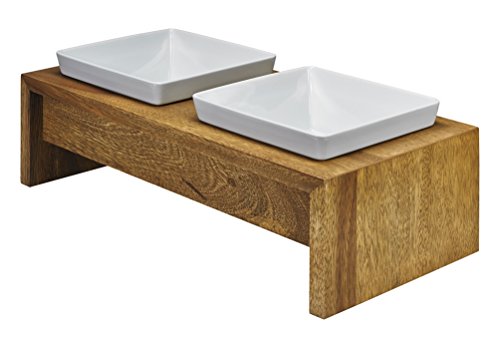 Bowsers Artisan Diner Double Feeder, Medium, Bamboo - color: Bamboo, size: Medium