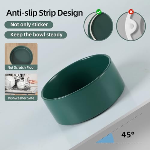 Havniva 6.1” Ceramic Dog Bowls, Dog Food and Water Bowl for Small & Medium Dogs, Durable Dog Water Bowl with Non-Slip Rubber Base Large Capacity Pet Feeding Bowl - color: Matte Dark Green, size: 6.1 Inch