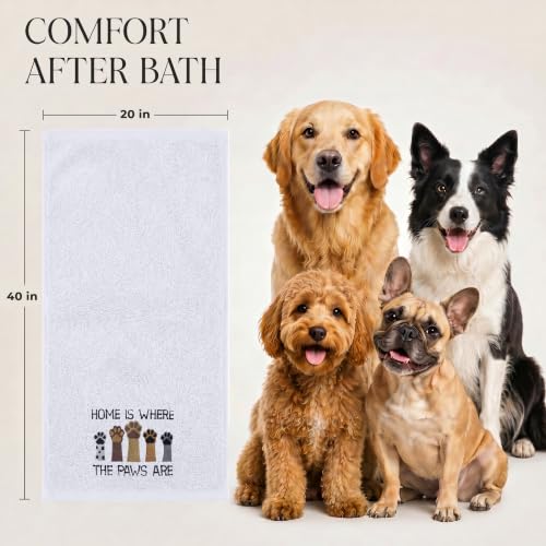 DAN RIVER Dog Towel - Pack of 1, 100% Cotton, 20x40, Ultra Soft, Super Absorbent & Quick Drying Towel for Dogs, Cats, and Other Pets, White Home. - color: White-home