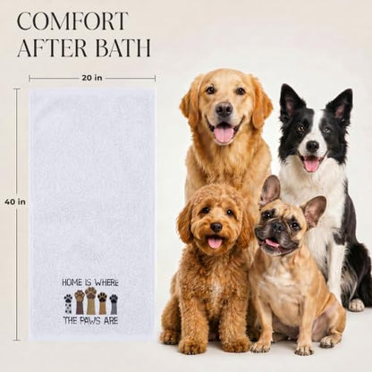 DAN RIVER Dog Towel - Pack of 1, 100% Cotton, 20x40, Ultra Soft, Super Absorbent & Quick Drying Towel for Dogs, Cats, and Other Pets, White Home. - color: White-home