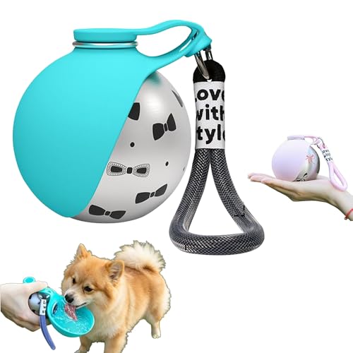 2 in 1 Portable Dog Water Bottle Portable Dog Water Bottle with Silicone Foldable Bowl Leak Proof Stainless Steel Dog Bottle for Hiking Compact Pet Water Bowl (Blue B) - color: BLUE B