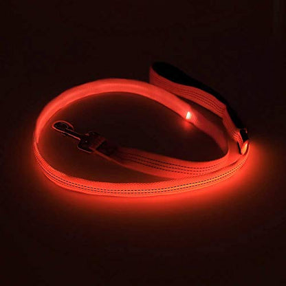 Candofly LED Dog Leash Rechargeable, 4 Ft Glow in The Dark Light Up Dog Leash, Nylon Reflective Dog Rope with Light for Small Medium Large Dogs (Orange) - color: Orange