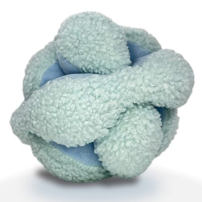 Glory To Dog Blue Snuffle 매듭 인터랙티브 강아지 장난감 10.2cm(4인치) 퍼즐 볼, 스퀴커 8개 및 주름 포함 - 강아지 및 소형견을 위한 간식 숨기기 강화 장난감 - 내구성 있는 플러시 감각 놀이 및 자극 - color: 블루.
