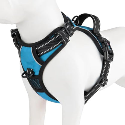 PHOEPET No Pull Dog Harnesses for Small Puppies Reflective Adjustable Front Clip Vest with 2 Metal Leash Attachment Hooks Soft Handle(S, Blue) - color: Blue, size: Small