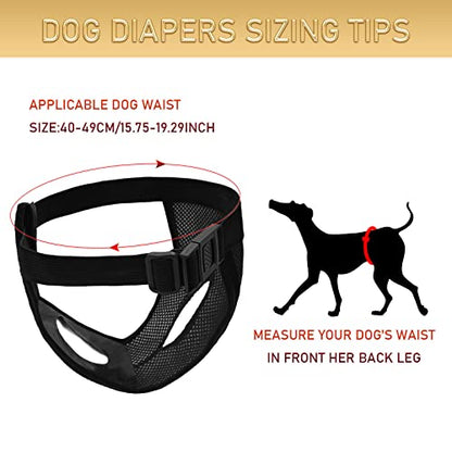 BLMHTWO 2PCS Dog Pants Dog Nappies, Dogs Period Pants with 6PCS Washable Female Dogs Season Pants Adjustable Protective Trousers for Female Puppy in Heat Monthly, Black, Blue
