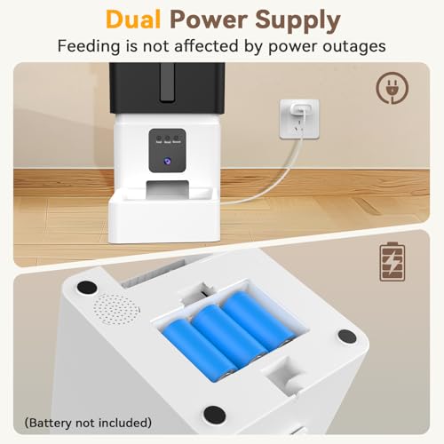 UTCG Automatic Dog Feeder with Camera: 8L/33 Cups 5G WiFi Timed Food Dispenser for Medium Dogs - 1080P HD Night Vision Video Recording 2-Way Audio APP Control - size: 8L for Medium Dogs