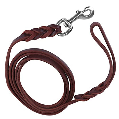 SUNGOOYUE Dog Lead Leash Leather Training Safety Rope 1.6m Padded Handle Lobster Clasp for Walking Running Hiking Medium Dogs (The Material Length is 1.5 Meters and the net) - size: The material length is 1.5 meters and the net
