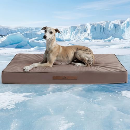 Orthopedic Cooling Dog Beds Large Sized Dog, Q-Max >0.45 Extra Large Comfy Flat Puppy Beds with Removable Washable Cover, 44 x32 Inch Cool Flat Egg Crate Foam Pet Mat for Summer, Dusty Rose - color: Dusty Rose, size: 44''x32''x4''