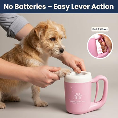 Dog Paw Cleaner, Paw Washer Cup with Soft Silicone Bristles, Portable Dog Foot Washer, 4-in-1 Paw Cleaner Kit with Paw Balm, Microfiber Towel & Grooming Brush (Pink Small) - color: Pink, size: Small
