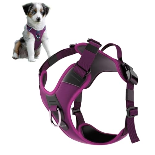 No Pull Dog Harness - Durable Polyester Puppy Harness with Front Anti-Pull Loop, Reflective Strips, and Quick-Release Clips for Small, Medium, and Large Dogs (Berry Purple, Large) - color: Berry Purple, size: Large
