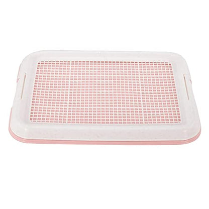 Dog Potty Toilet Training Tray Dog Potty Pan Removable Easy to Clean with Secure Latch Indoor Potty Trainer Corner for Small Dogs Puppies, Pink