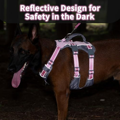 Huntboo Reflective Dog Harness with Handle, Escape Proof, No Slip, Breathable, Lightweight, Adjustable Lift Harness for Small, Medium, and Large Dogs Walking, Training, and Running Gear(Light Pink,M) - color: Light Pink, size: Medium (Pack of 1)