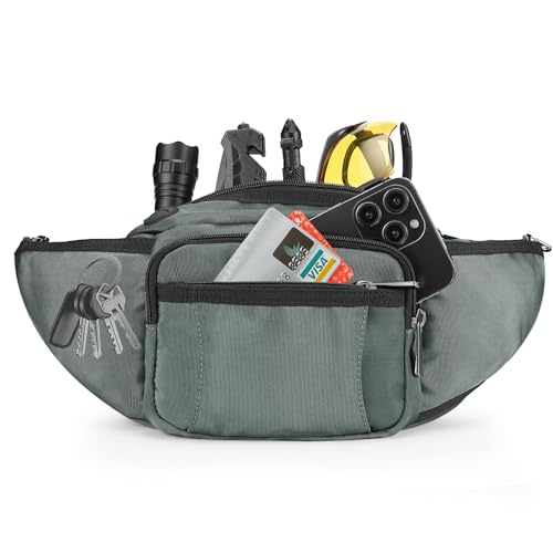 NOOLA Fanny Pack Waist Bag for Men Women, Lightweight Waist Pack with Water Bottle Holder, Adjustable Belt Bag with Multi-Pockets for Hiking, Dog Walking, Outdoor, Cycling, Running, Travel, Grey - color: Grey
