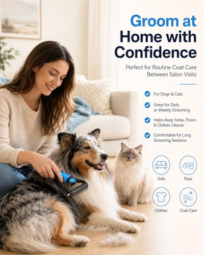 Double-Sided Pet Grooming Tool pro Brush for Deshedding Dog Brush Removes Tangles Knots and Loose Fur Long Haired Pet Brushes Comb for Dogs & Cats Pets Hair Remover Shedding(2pcRed(M)) - color: 2pcRed(M)