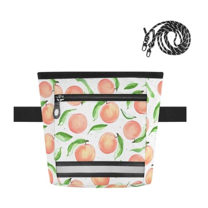 Peach Water-Resistant Dog Treat Pouch, 3 Ways to Wear Treat Bag with Magnetic Closure & Reflective Strip, Hands-Free for Pet Training, Walking