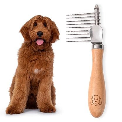 Dog Dematting Brush & Rake, Detangler Brush for Dogs, Comb Tool for Grooming, Best for Doodles, Poodles, Goldendoodles, Cats & Other Pets, Matted Fur Removal On Undercoat [We Love Doodles] - size: Dematting Rake Regular