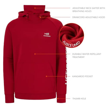 BASSDASH Men’s Fishing Fleece Hoodie with Neck Gaiter Water Resistant Performance Hunting Sweatshirt FS18M - color: Red, size: 4X-Large