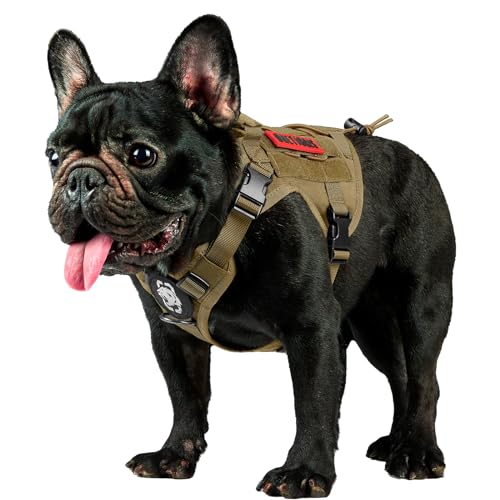 OneTigris Tactical Dog Harness Vest,No-Pull Service Dog Vest with Hook & Loop Panels,Adjustable Dog Vest Harness for Walking Hiking Training(Coyote Brown,XS) - color: Brown, size: XS