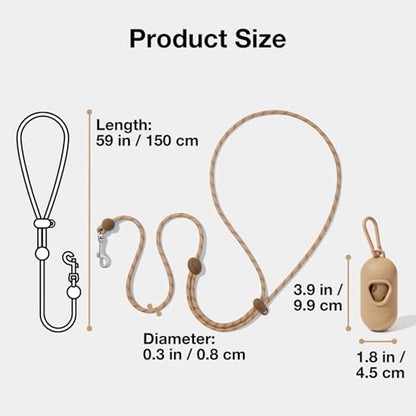 VETRESKA Crossbody Hands Free Dog Leash, 5FT Adjustable Rope Leash for Small Medium Dogs, Waist Multifunctional Leashes for Walking, No Pull Dog Leashes with Bag Dispenser, 2 in 1 Walk Set (Coffee) - color: Coffee Brown