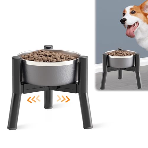 SHAINFUN Adjustable Elevated Dog Bowls Stand Compatible with 5.9 to 8.7 inch Wide Raised Stand with Metal Material for Medium and Small Sized Dogs (Bowl Not Included) - color: Black-HS, size: Height: 7.8", Width: 5.9-8.7"