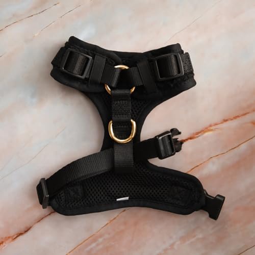 Premium No-Pull Dog Harness Soft Neoprene & Breathable Mesh Vest with Front & Back Clip D-Rings Adjustable Lightweight Walking Harness for Puppies, Small & Medium Dogs (Black Boucle, S) - color: Black Boucle, size: S: Neck=13.8-17.3''/Chest=16.1-21.3''