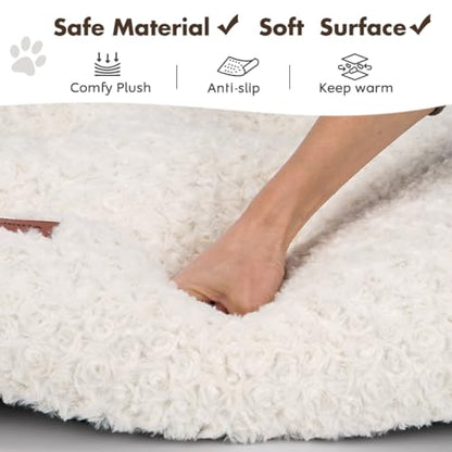 Dog Bed Crate Pad - Rosette Pattern White Velvet Pet Bed Anti-Slip Comfy Kennel Pad for Crates Rosette White M - color: Rosette Pattern White, size: Medium 30"x20"